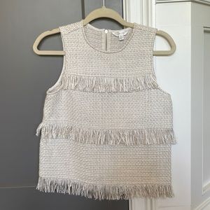 Sleeveless Tweed Cream and Gold Top